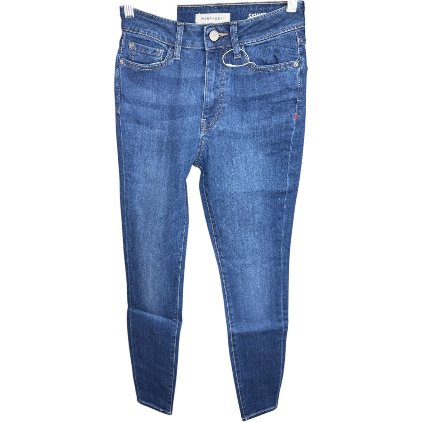 Warp + Weft Skinny High Rise Jeans 0/25 Indigo Blue Stretch Denim Nwt Cotton